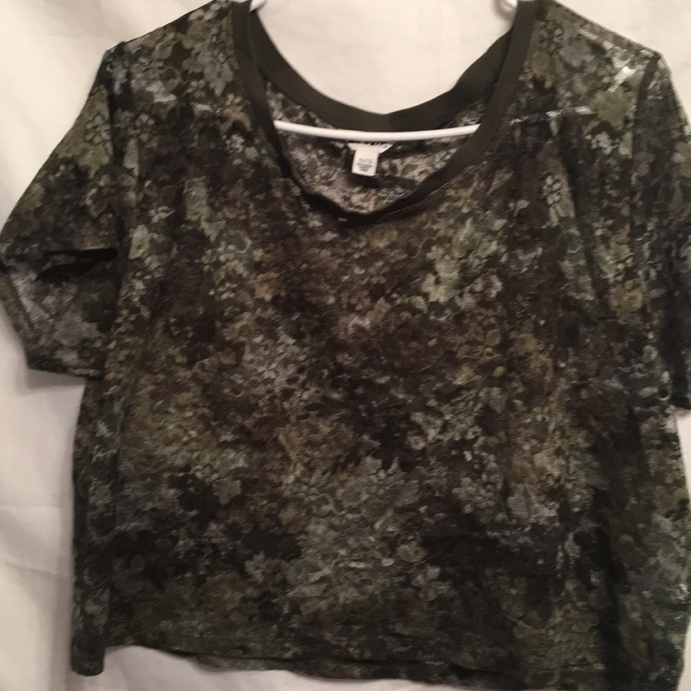 Green lace Crop top